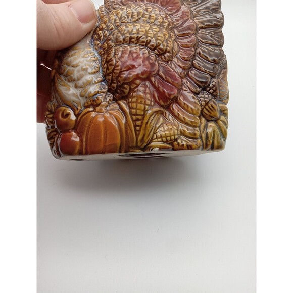 Vintage Turkey Salt & Pepper Shakers Glazed With Napkin Holder - Picture 12 of 12